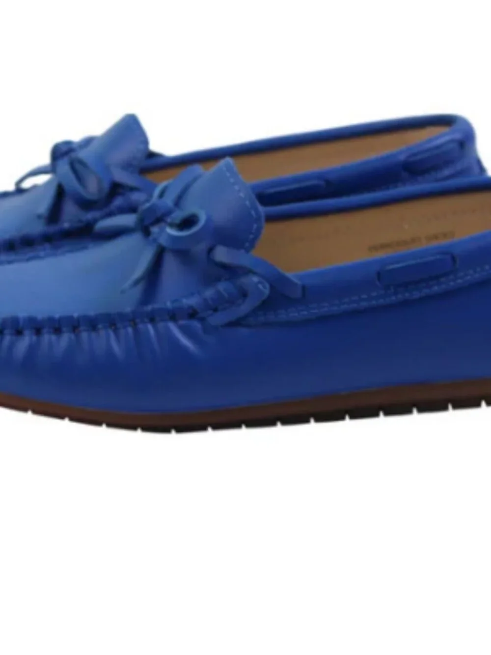 Perroquet Blue Leather Loafer with Bow